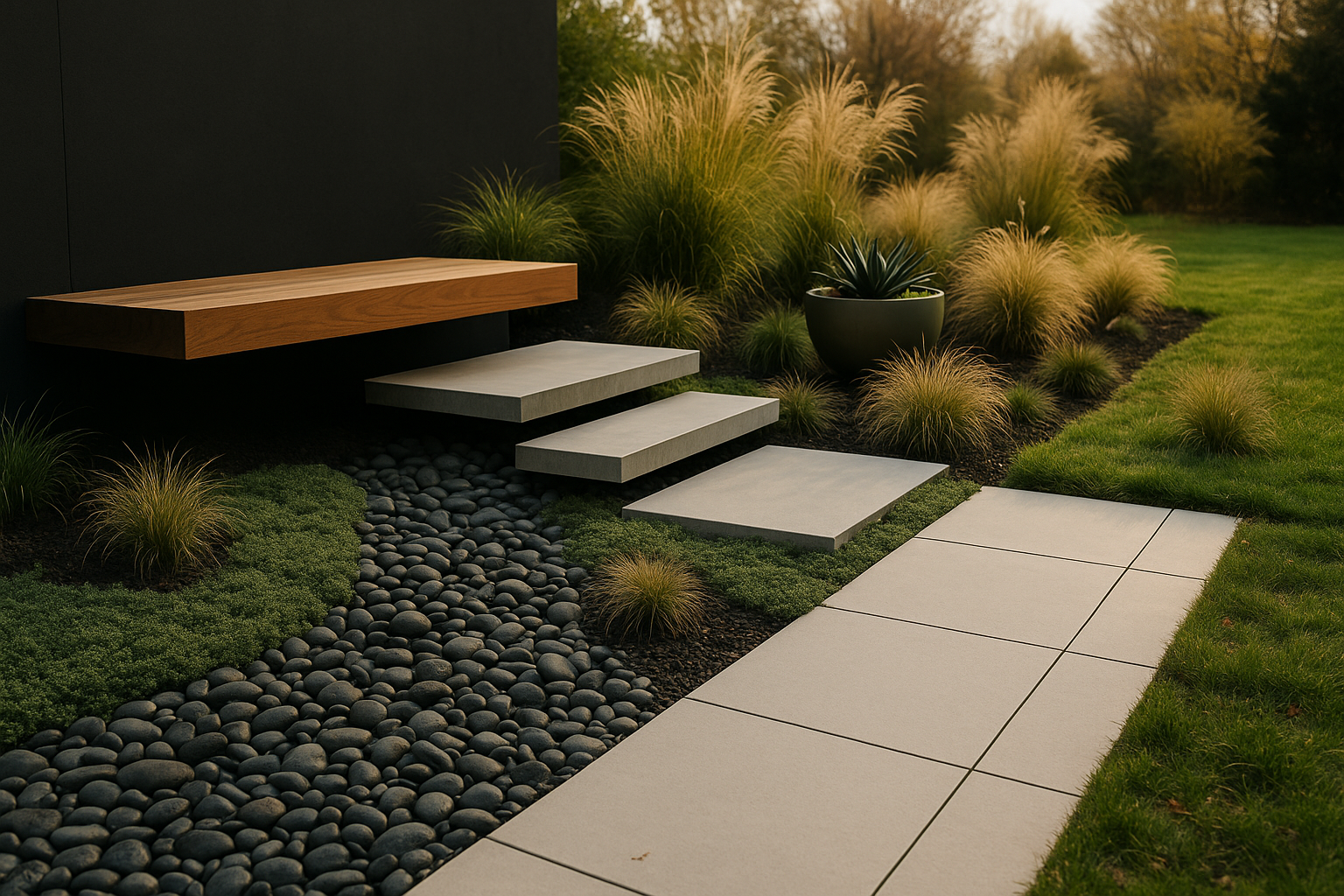 dry creek bed landscaping Solon Ohio landscape