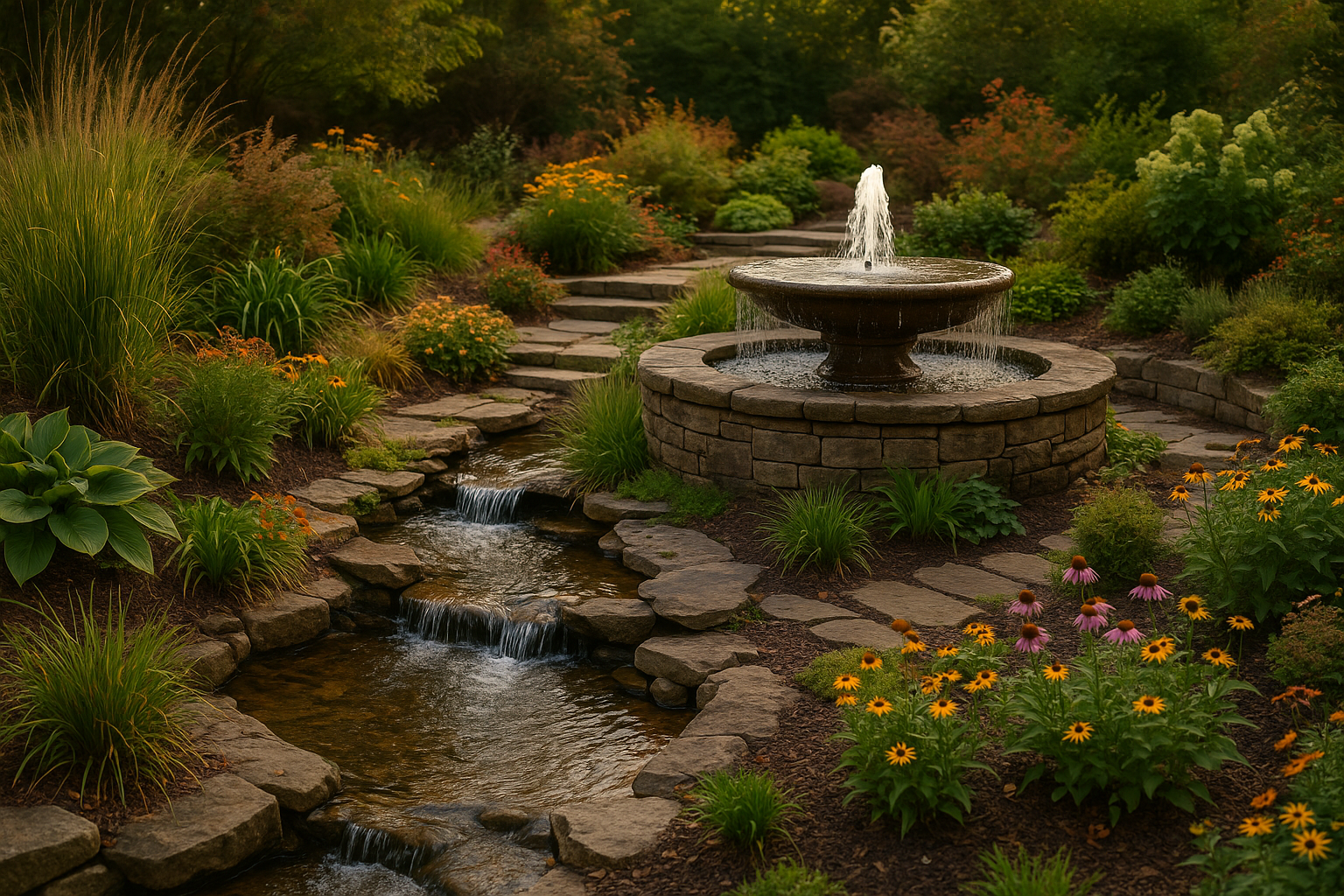 water features Chagrin Falls Ohio landscape